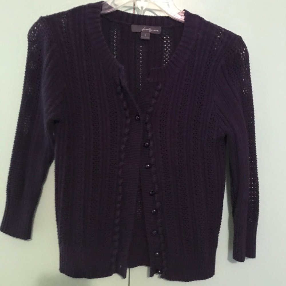 Deep Purple crochet patterned sweater